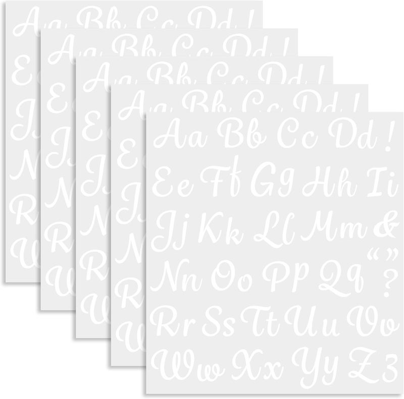 LUHIMO 5 Sheets 285 Pieces Iron On Letters for Clothing, 1 Inch White Heat Transfer Vinyl Letters, Iron On Cursive Upper & Lowercase Alphabets Decals with A-Z for Backpack，Jerseys，Fabric T-Shirts DIY - Image 1